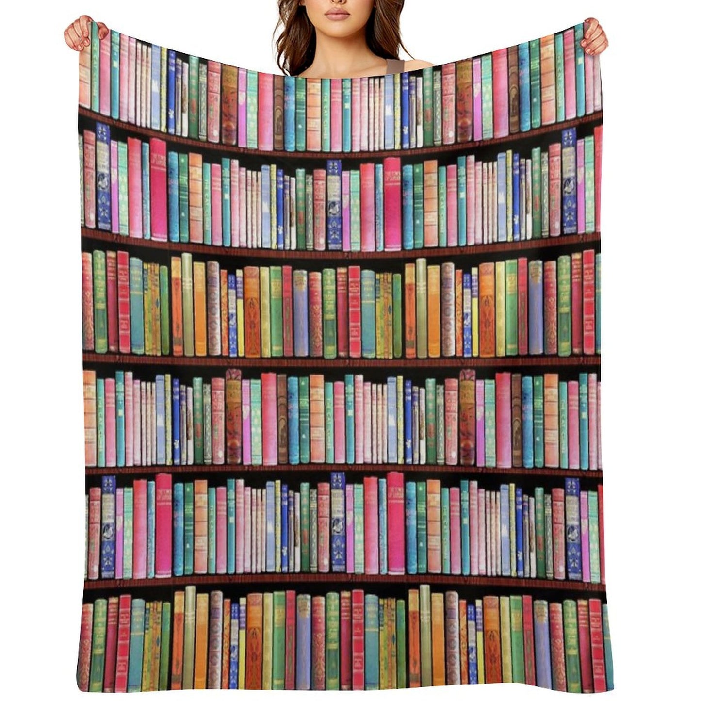 Bookworm Antique Book Library, Vintage Book Shelf Throw Blanket