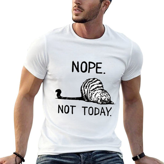 Lazy Cat Nope Not Today Funny Cat Lover Love Cats Funny Cat Cotton T-Shirt