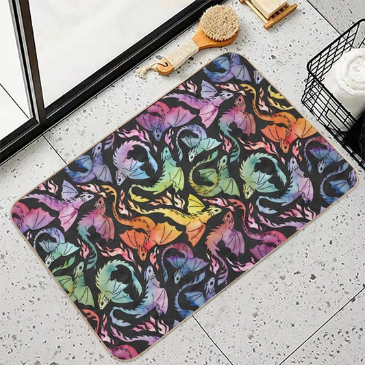 Dragon Fire Dark Rainbow Bath Mat