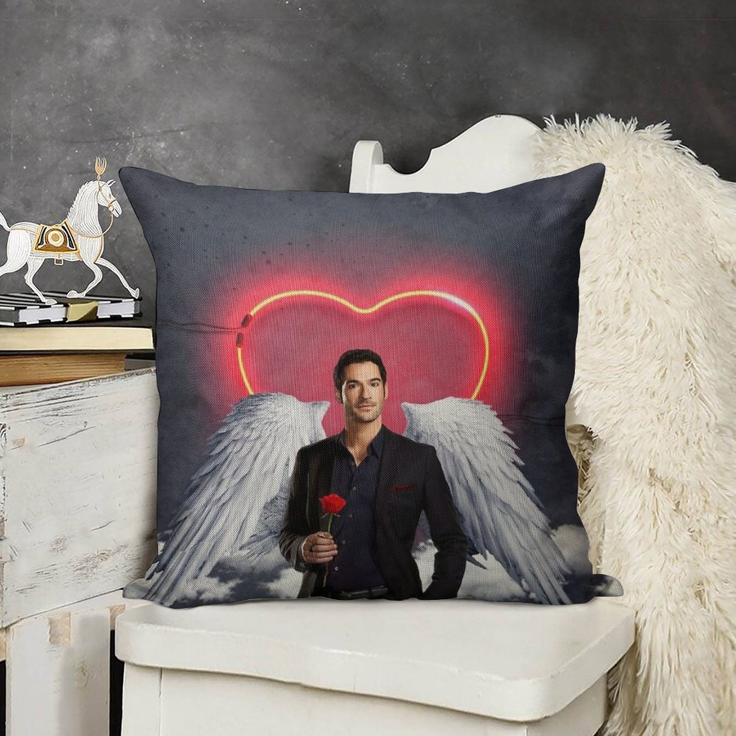 LUCIFER # 1 Linen Throw Pillow Cover