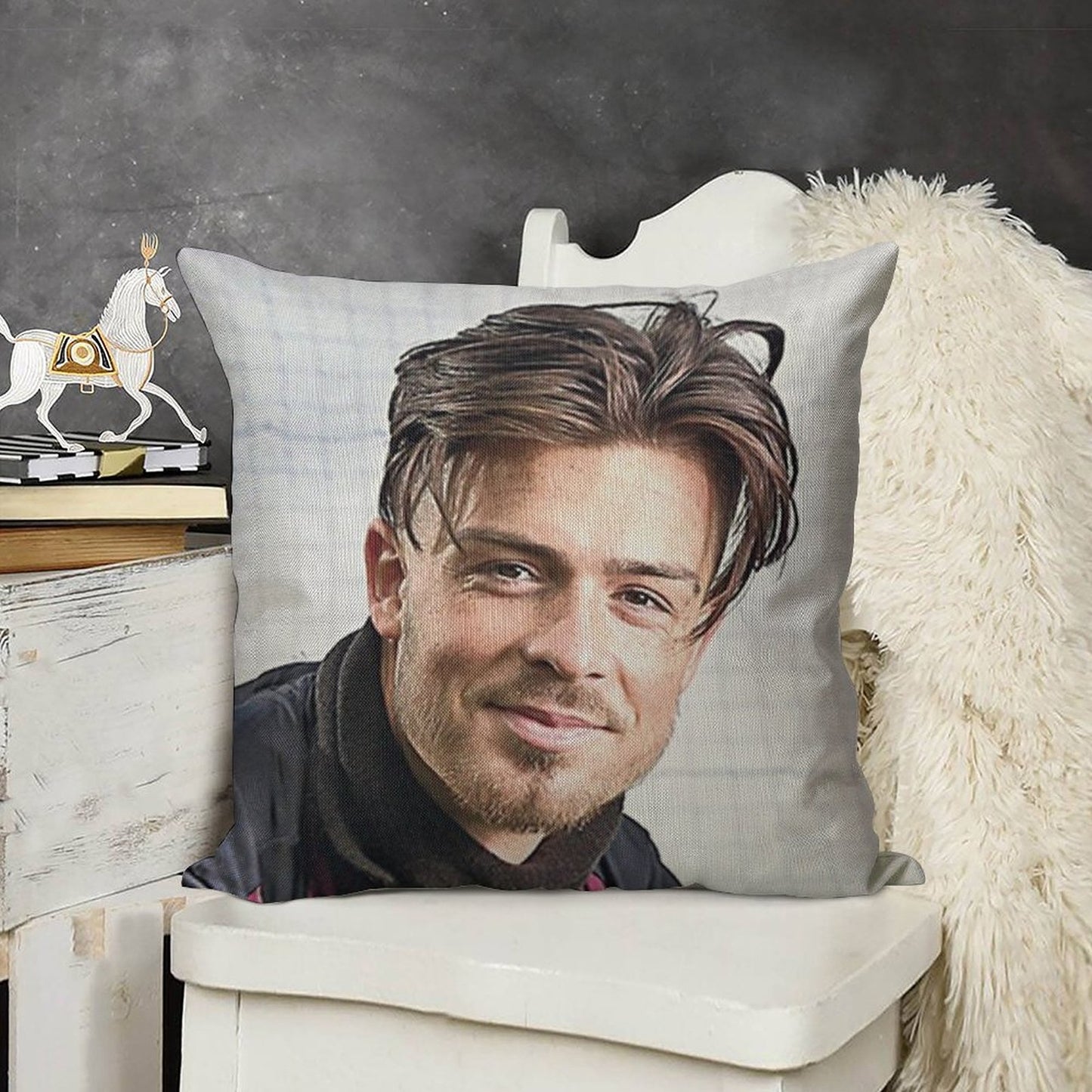 Jack Grealish Smile Linen Throw Pillow Cover