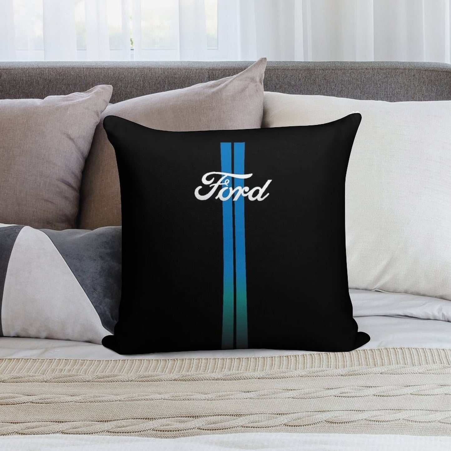 Retro Ford Stripes Soft Shrink-Resistant Throw Pillow