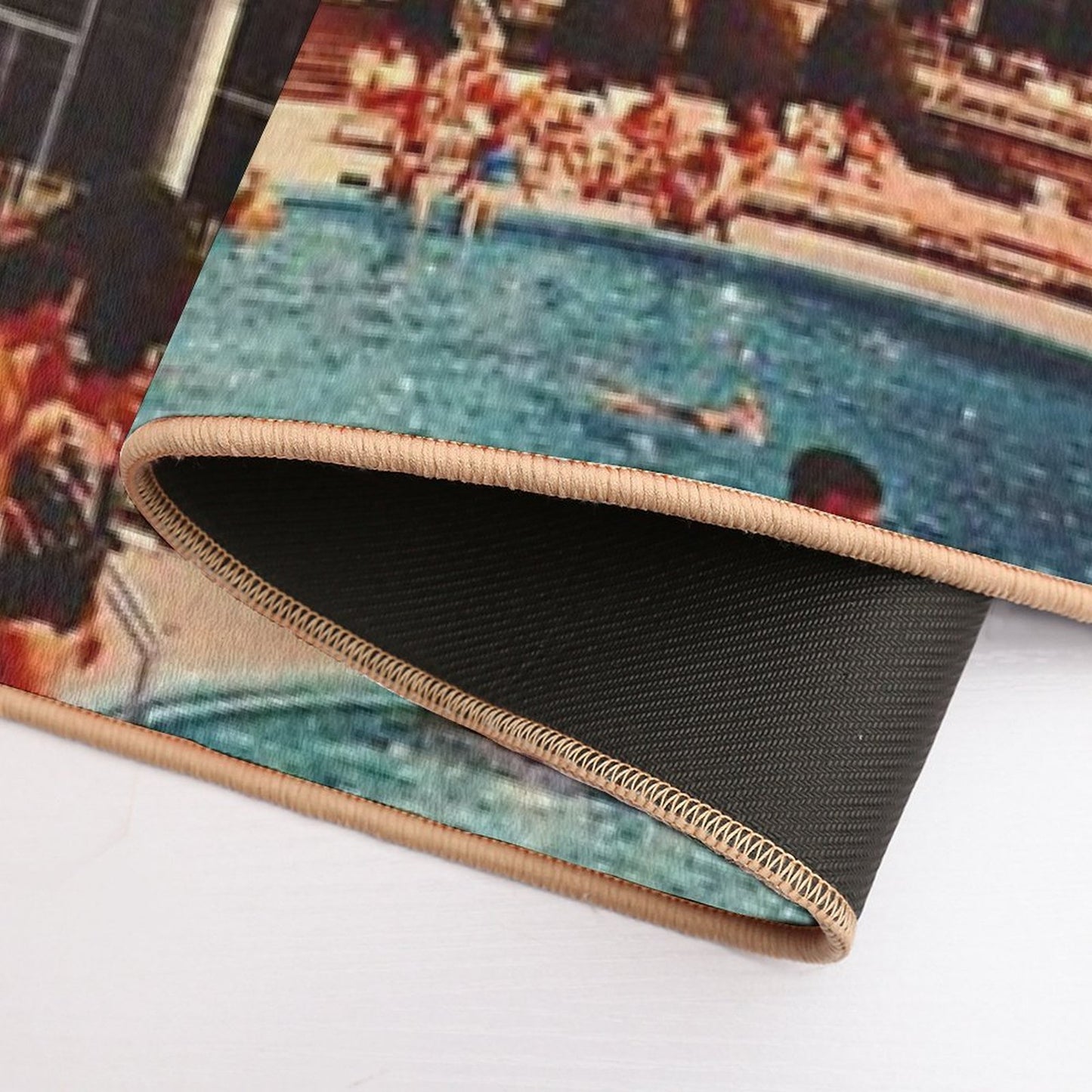 Lunar Pool Life - Retro-Futuristic Holiday Resort, Science Fiction Collage Fade-Resistant Bath Mat