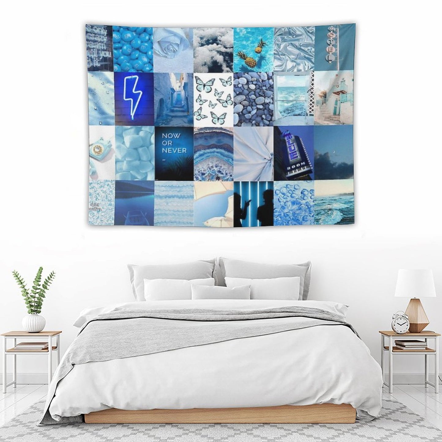 Blue Aesthetic Tumblr Collage Tapestry
