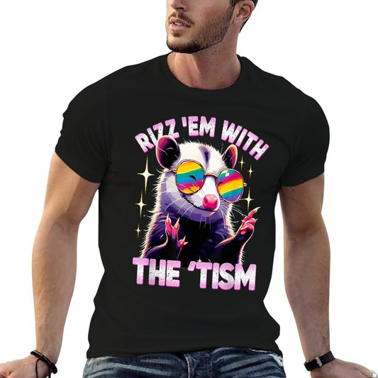 Autism Opossum Funny Rizz Em With The Tism Meme Autistic T-Shirt