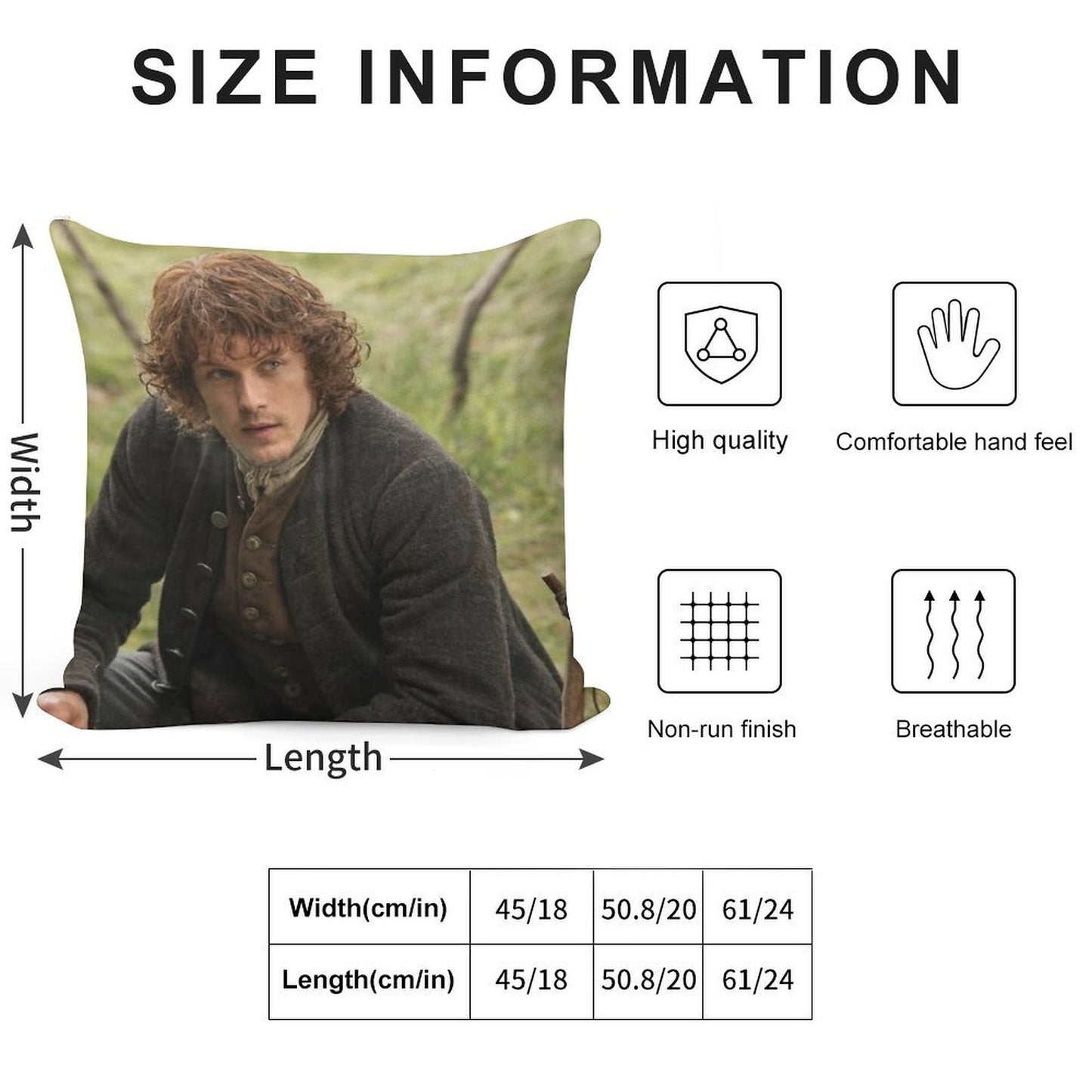 Jamie Fraser - Outlander Soft Washable Throw Pillow