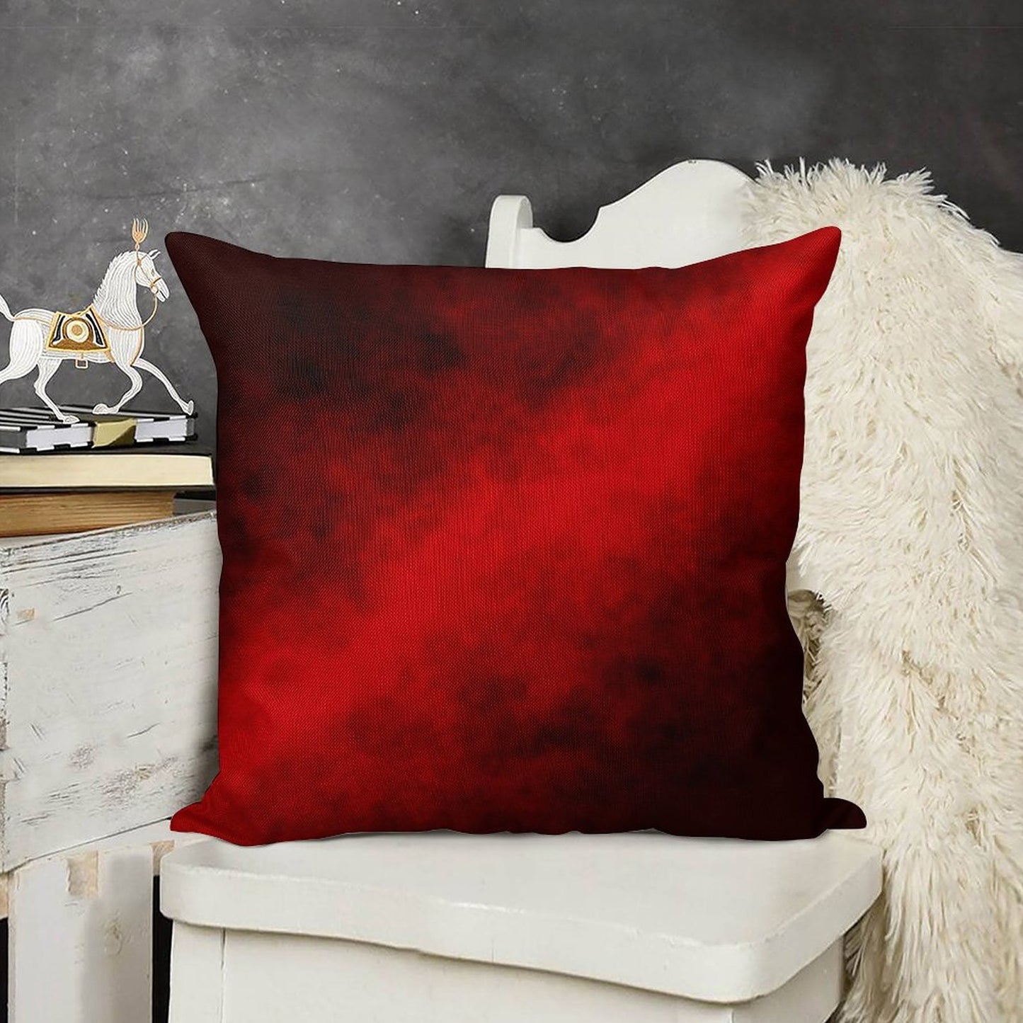 Red Smoke Linen Throw Pillow Cover
