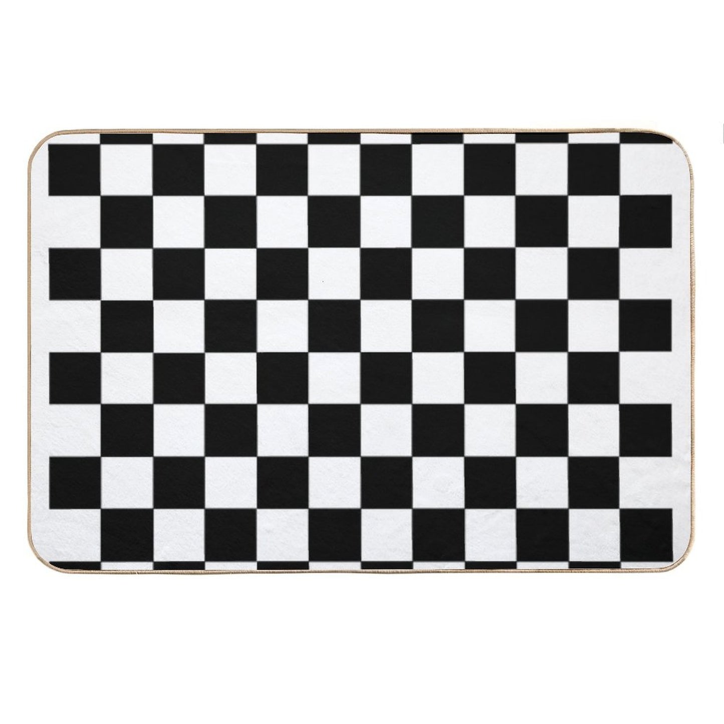 Checkered Black And White Bath Mat