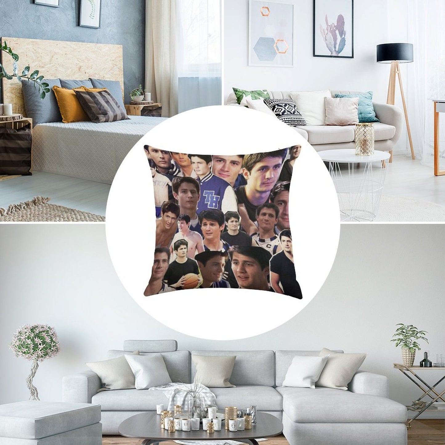 Nathan Scott Collage 2 Linen Throw Pillow Cover