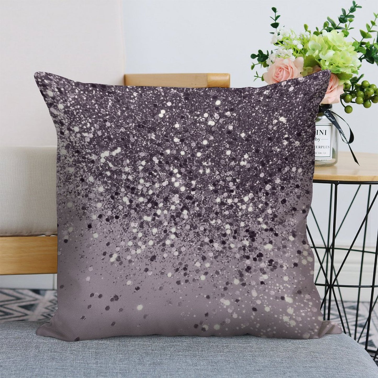 Lavender Lady Glam #2 (Photo of Glitter Only - Not Reflective) Linen Throw Pillow Cover
