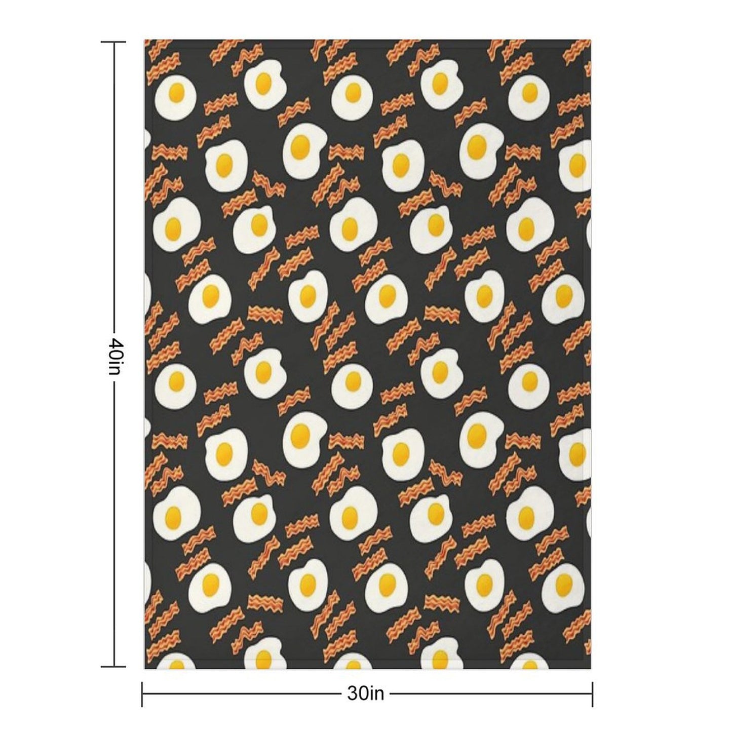 Breakfast With Bacon And Eggs Seamless Vector Pattern Dark Throw Blanket