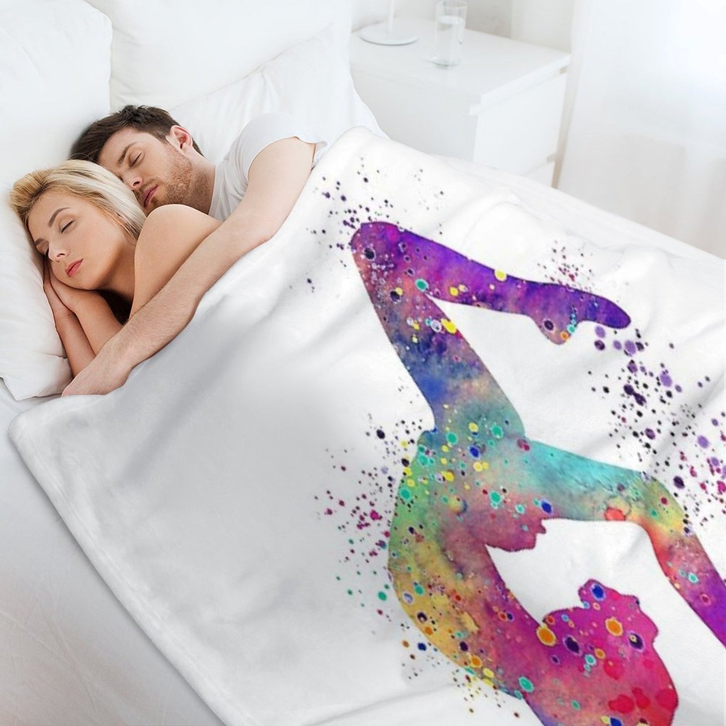 Gymnastics Girl Tumbling Colorful Watercolor Art Gift Throw Blanket