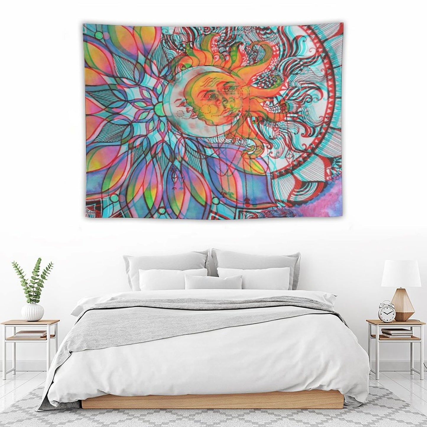 Trippy Sun And Moon Mandala Tapestry
