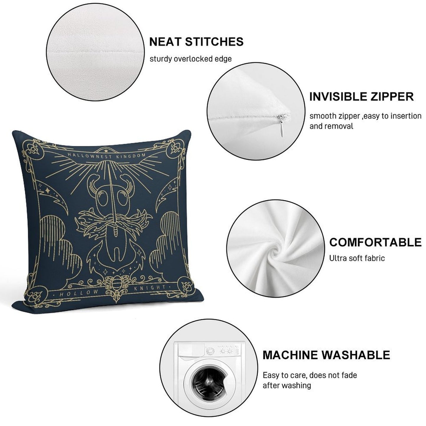 Hollow Knight Soft Hidden Zipper Throw Pillow