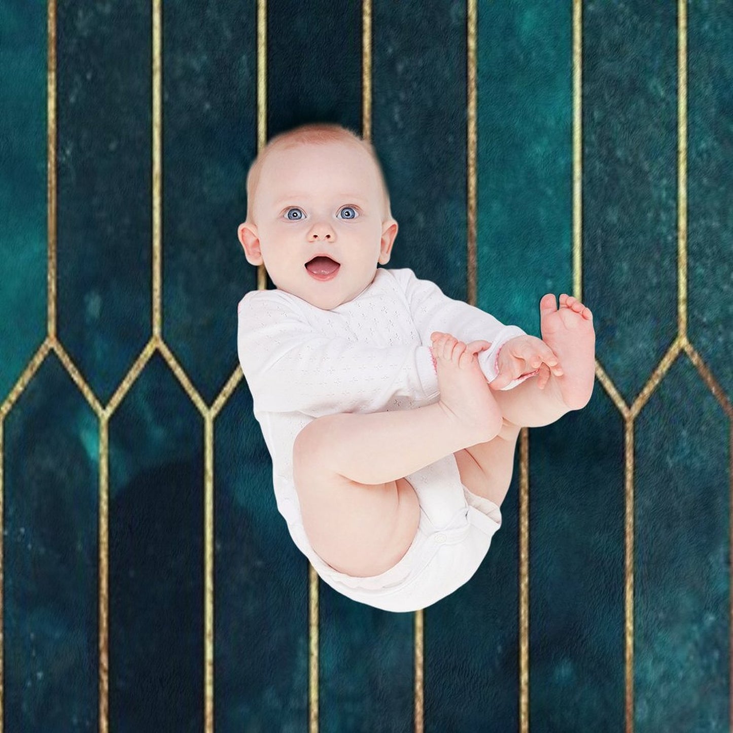 Deep Teal And Blue Gold Pattern Throw Blanket