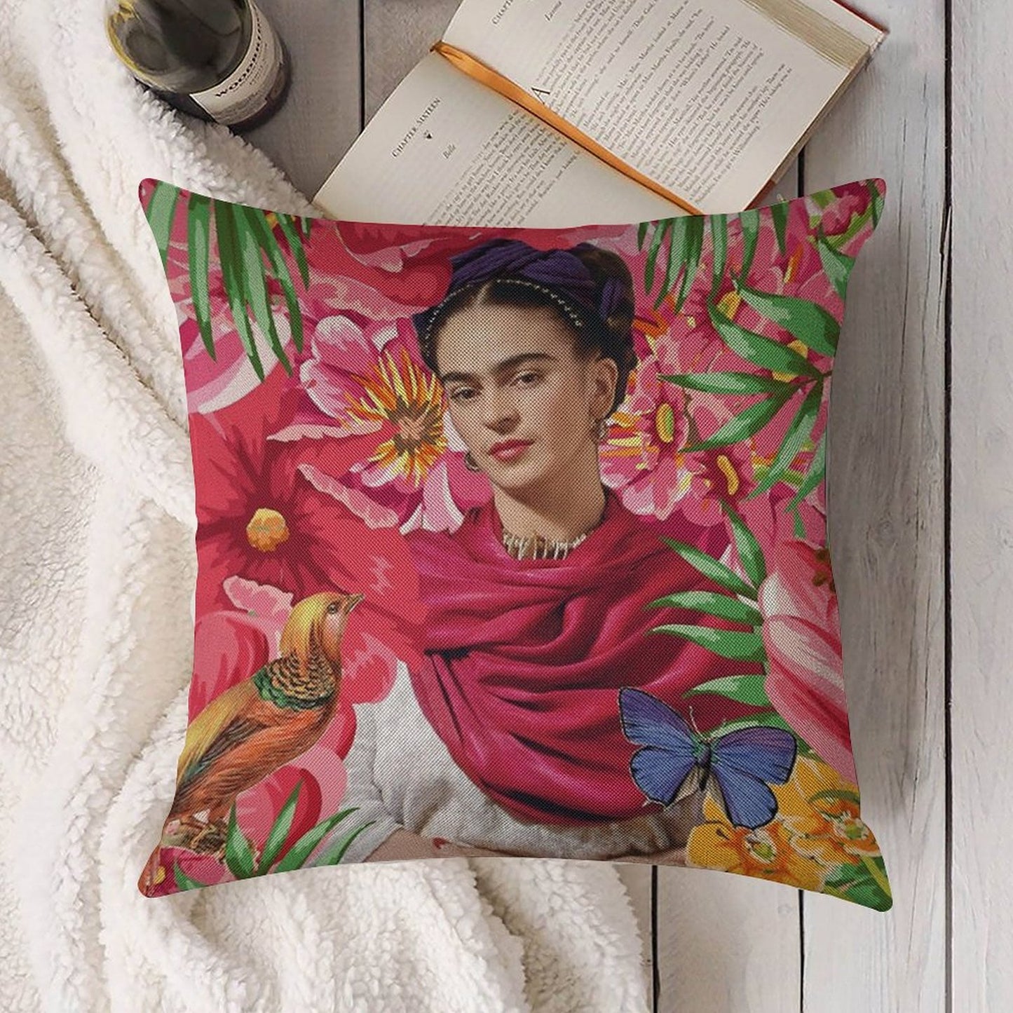 Forever Frida Kahlo Linen Throw Pillow Cover