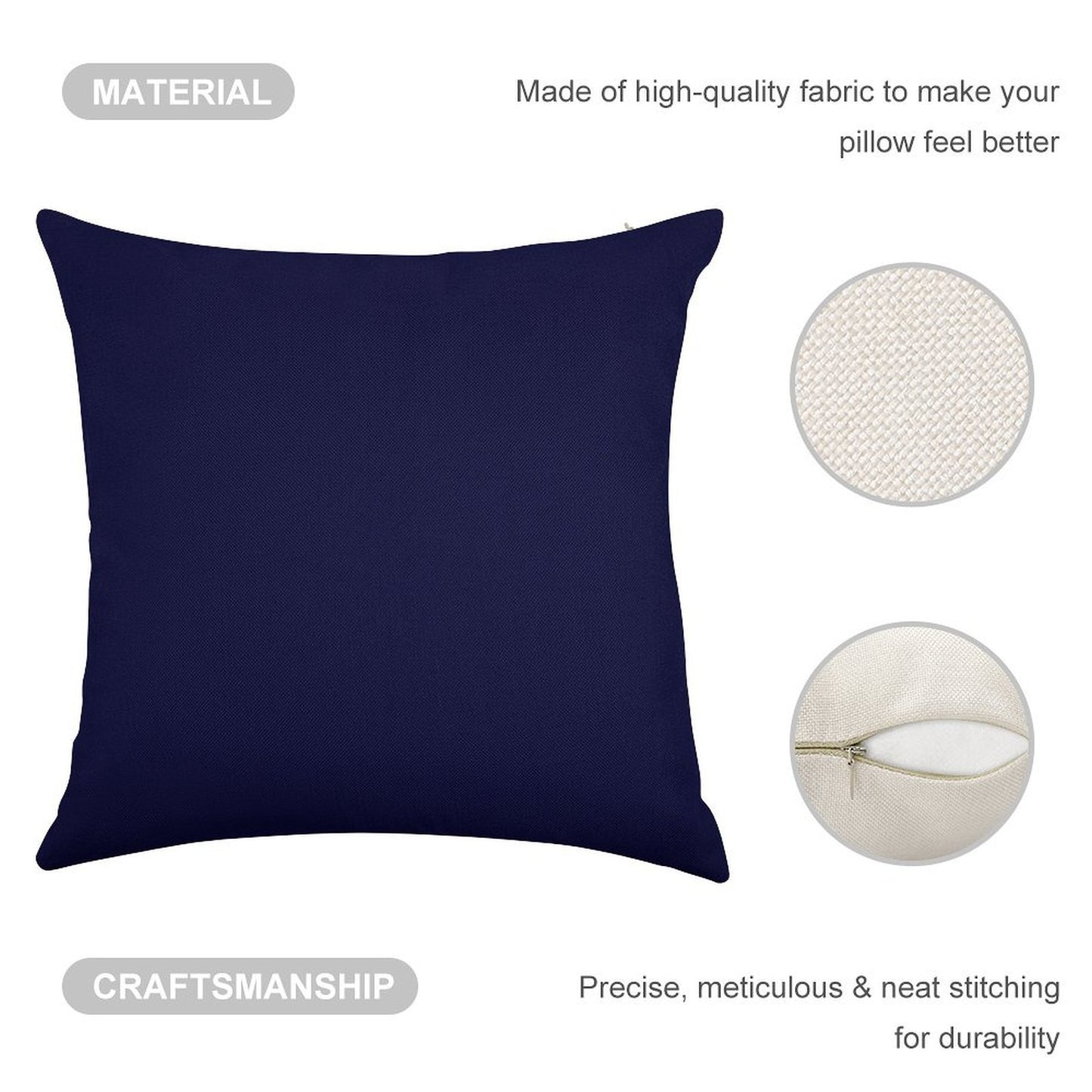 Navy Blue Solid Color Linen Throw Pillow Cover
