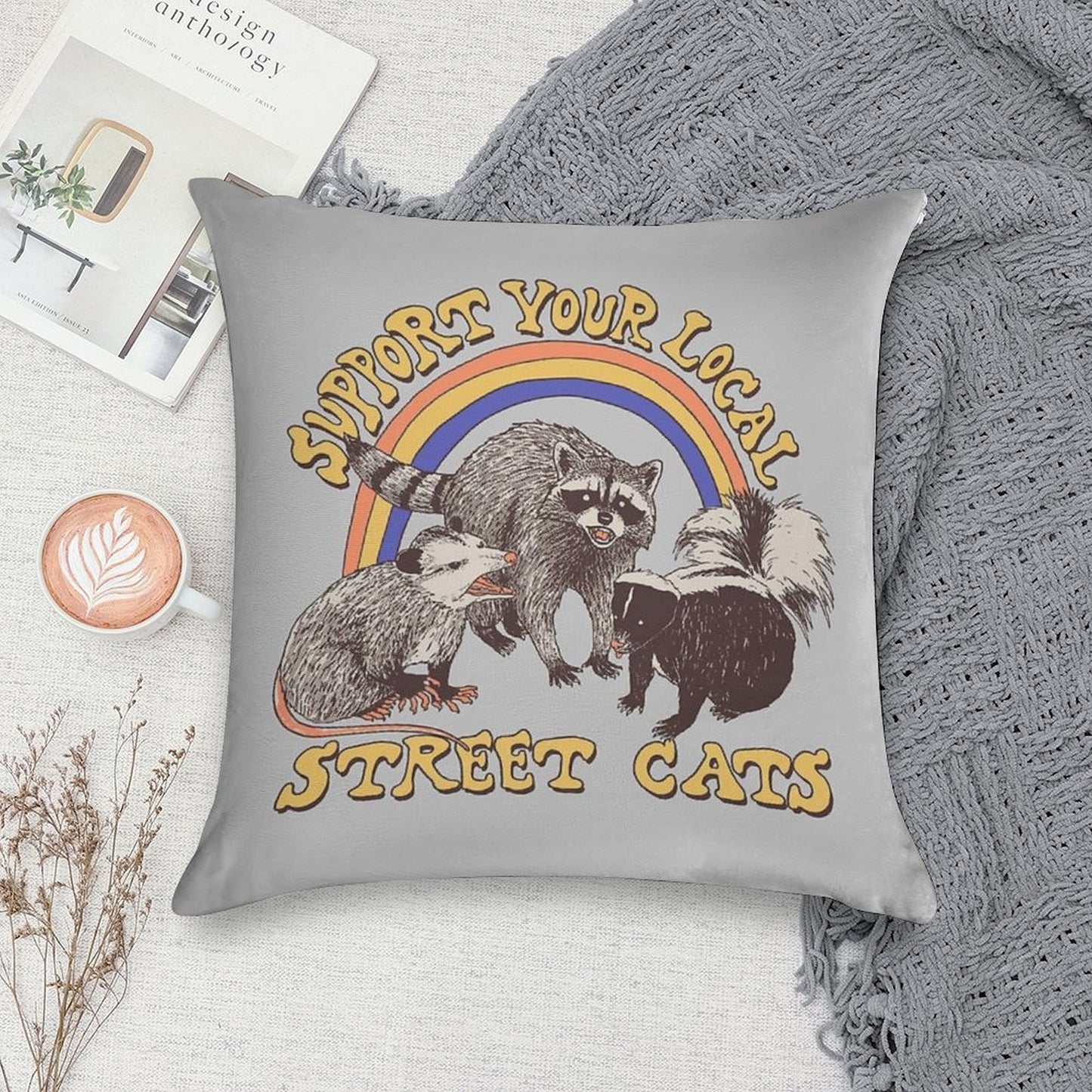 Street Cats Soft Luxury Feel Throw Pillow