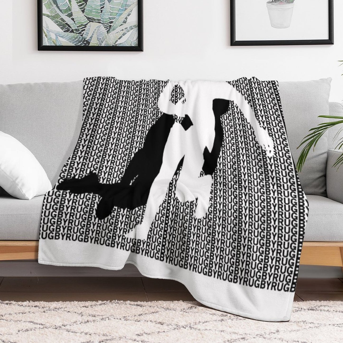Rugby Tackle Throw Blanket