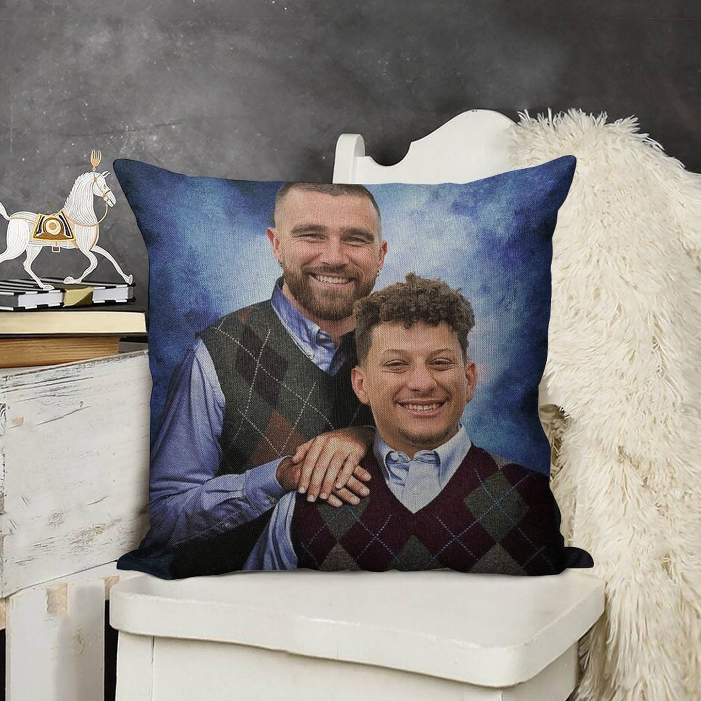 Kelce And Mahomes Stepbrothers Linen Throw Pillow Cover