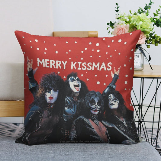 Merry Kissmas! Linen Throw Pillow Cover