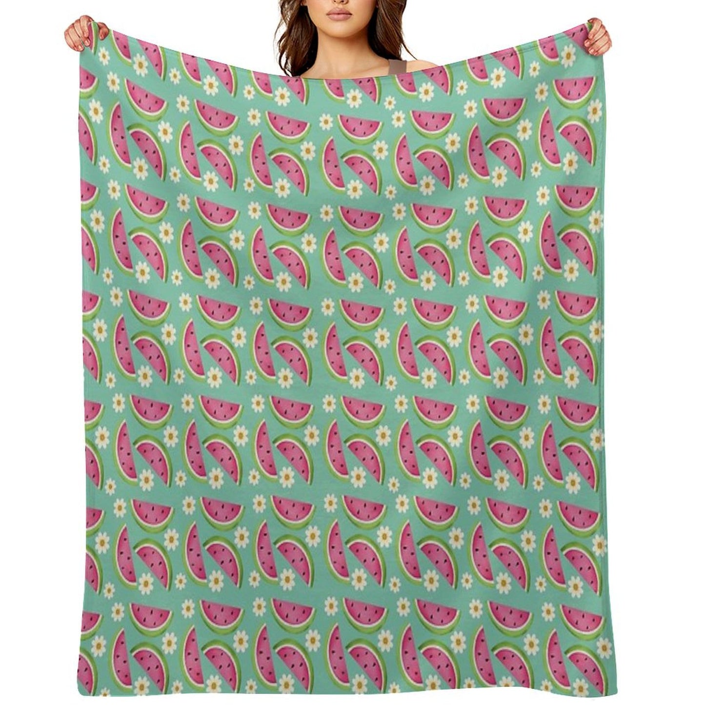 Watermelons And Daisies Throw Blanket