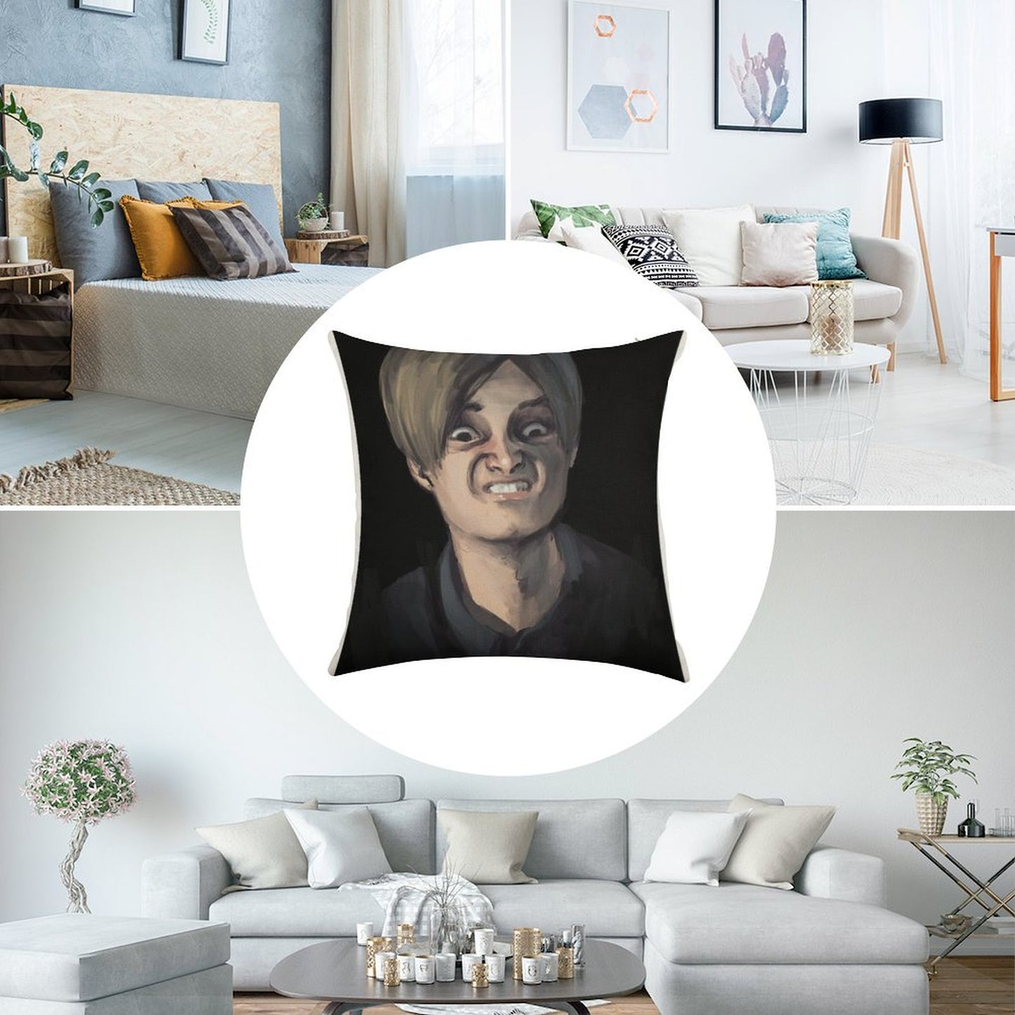 Leon Kennedy The Face - Resident Evil 2 Linen Throw Pillow Cover