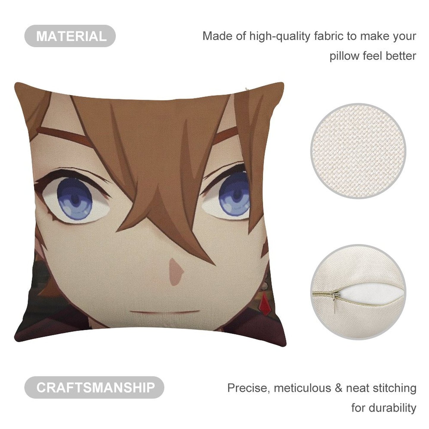 Childe (Tartaglia) Face Meme Linen Throw Pillow Cover