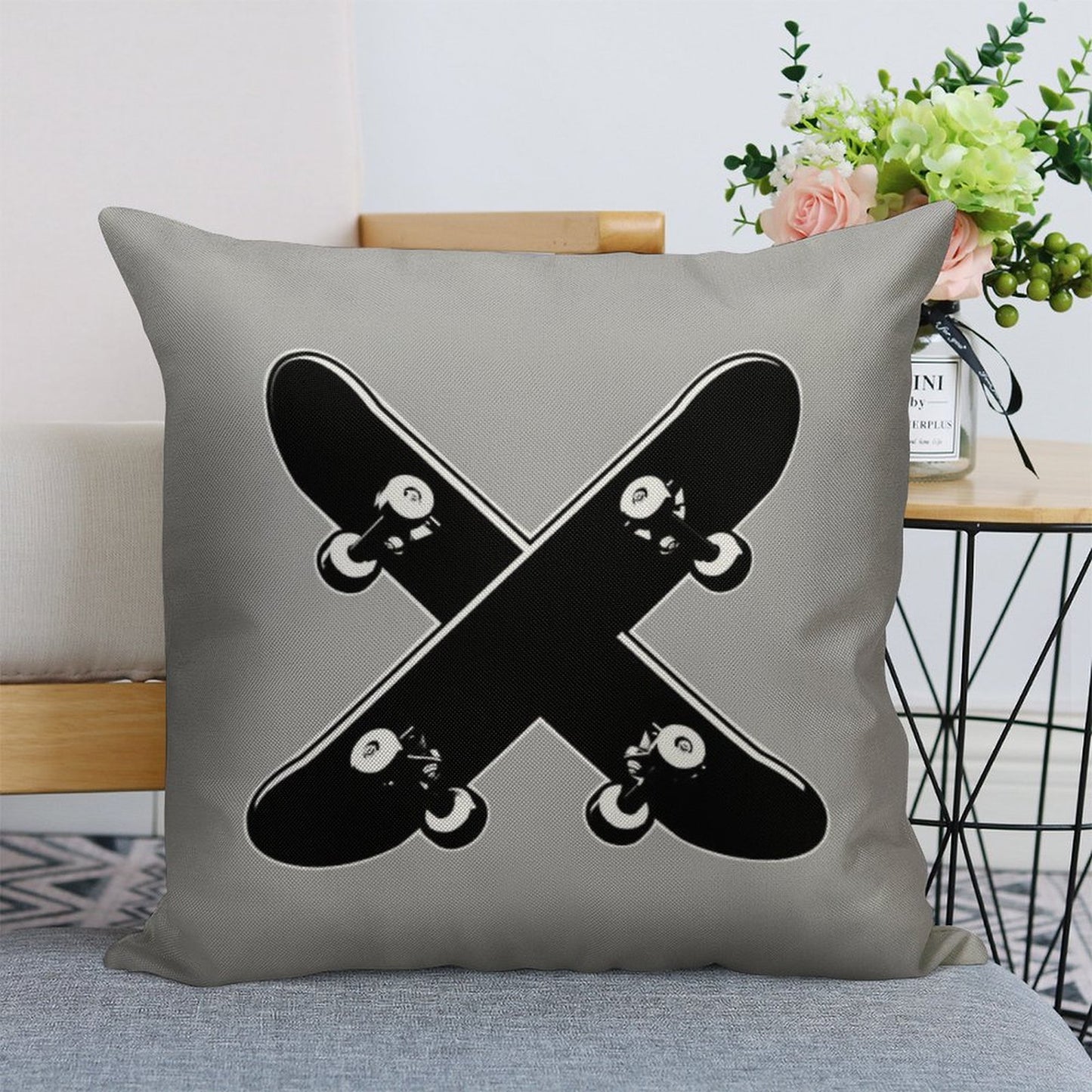 Skate X Linen Throw Pillow Cover