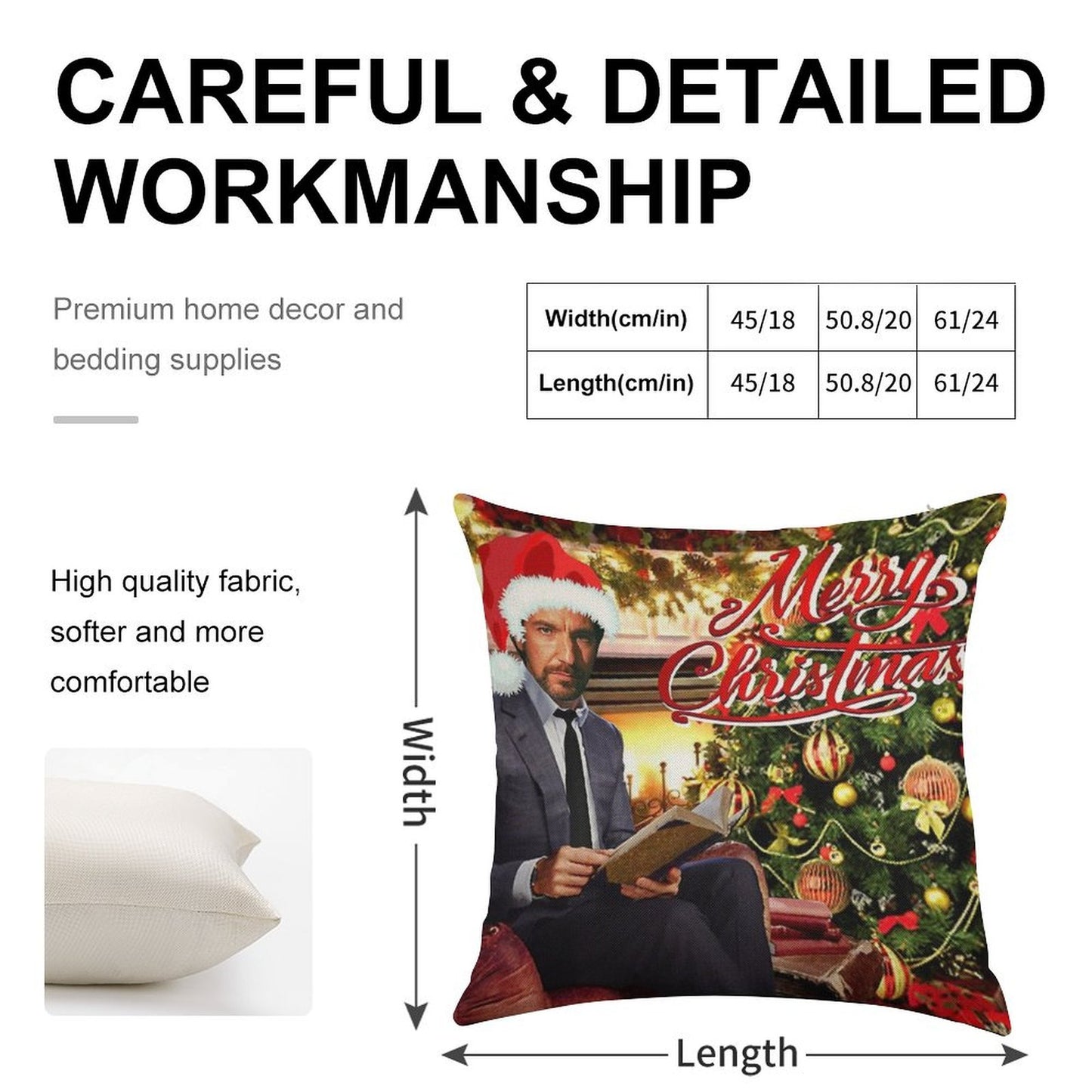 Die Hard Hans Gruber Merry Christmas Linen Throw Pillow Cover