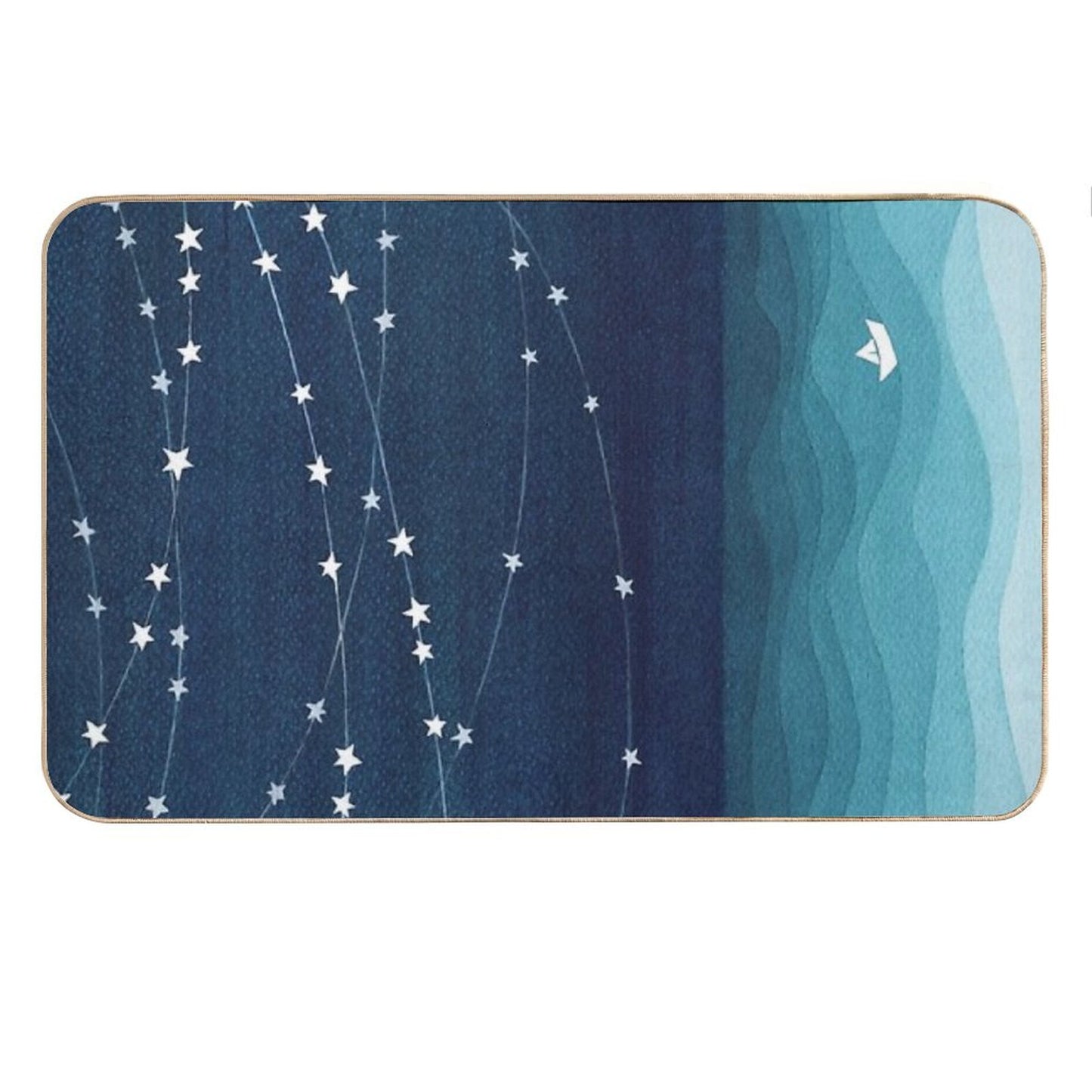 Garland of Stars, Teal Ocean Bath Mat