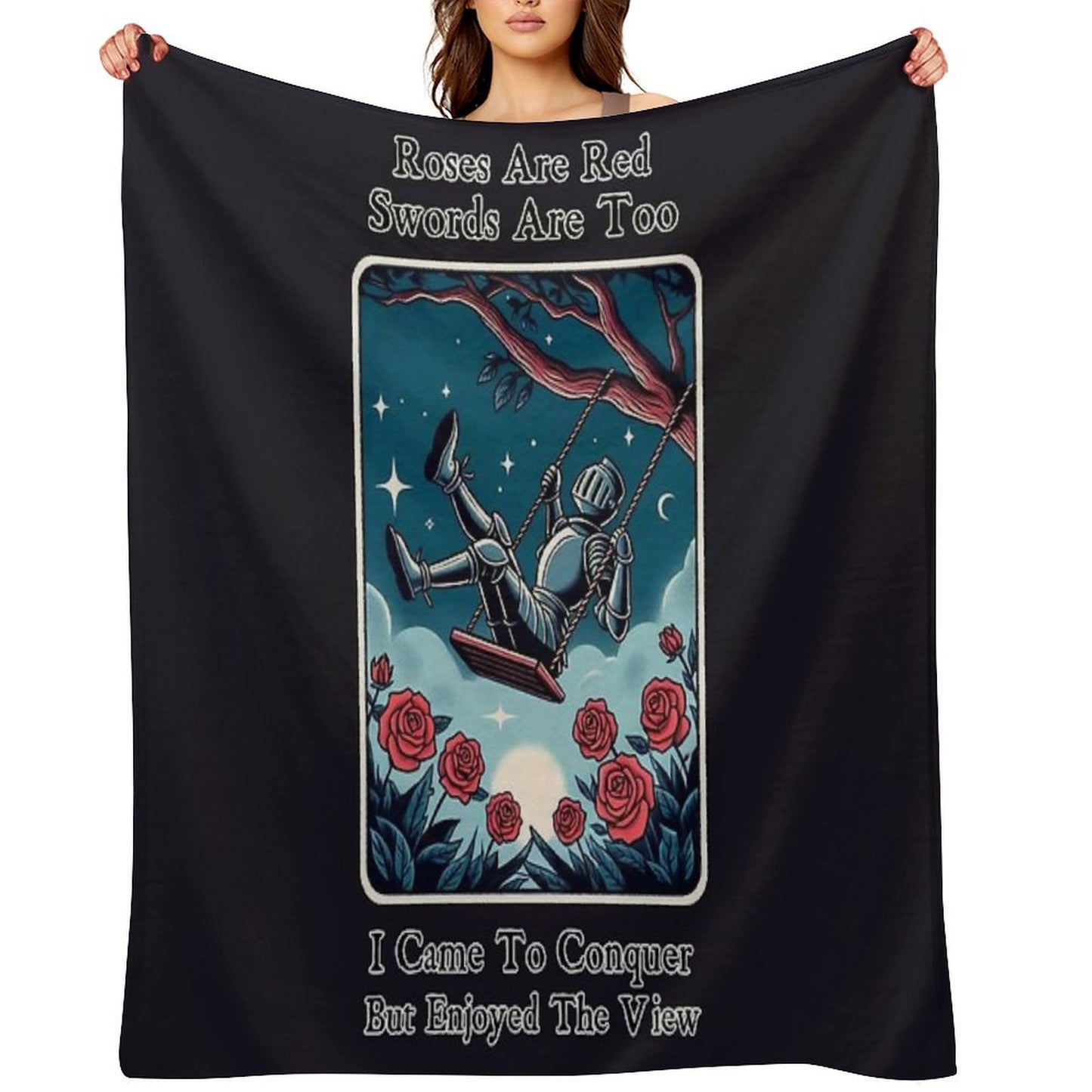 Roses Are Red, Swords Are Too - Tarot Throw Blanket