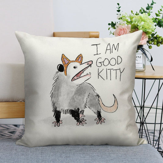 I AM GOOD KITTY Design Linen Throw Pillow Cover