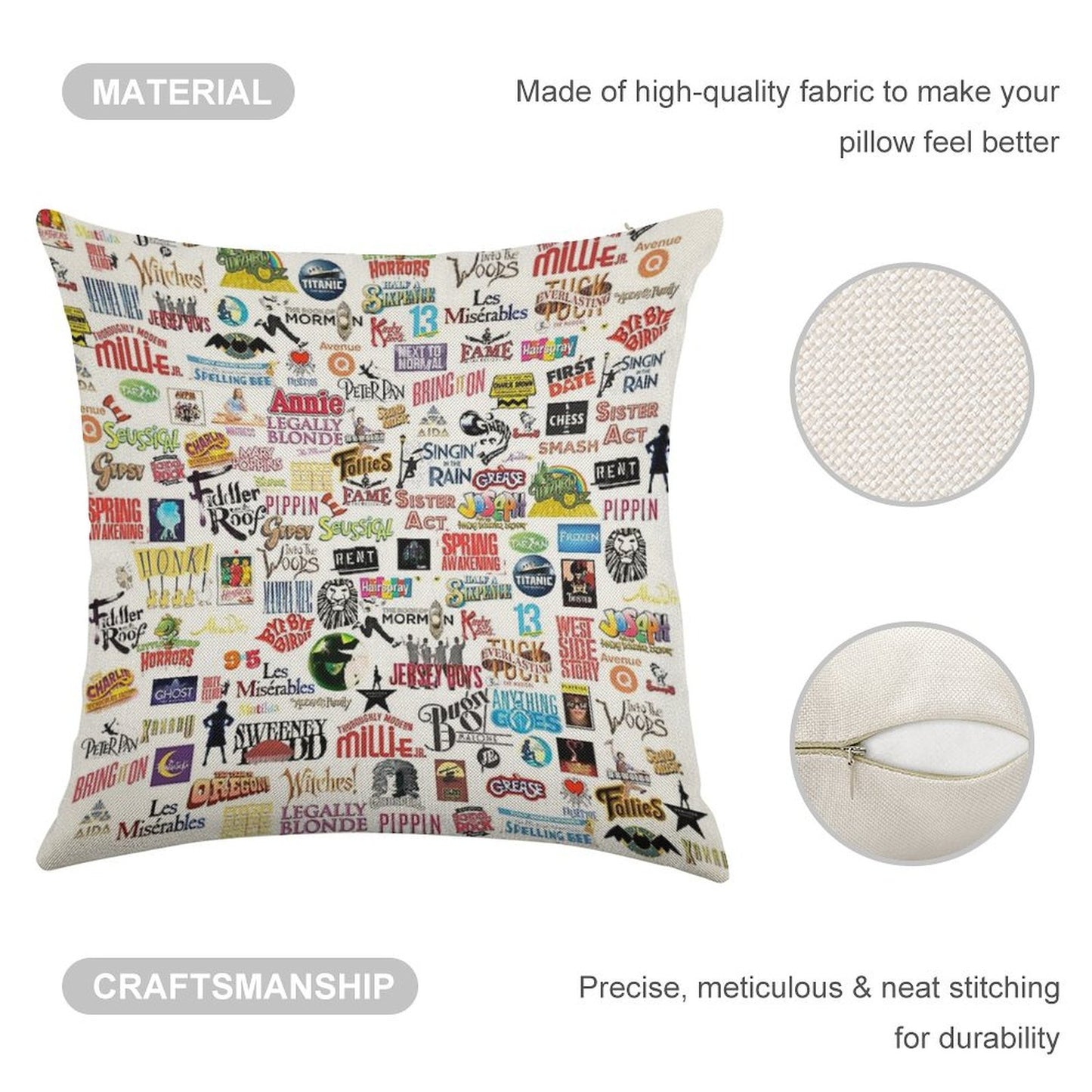 Musical Logos Linen Throw Pillow Cover