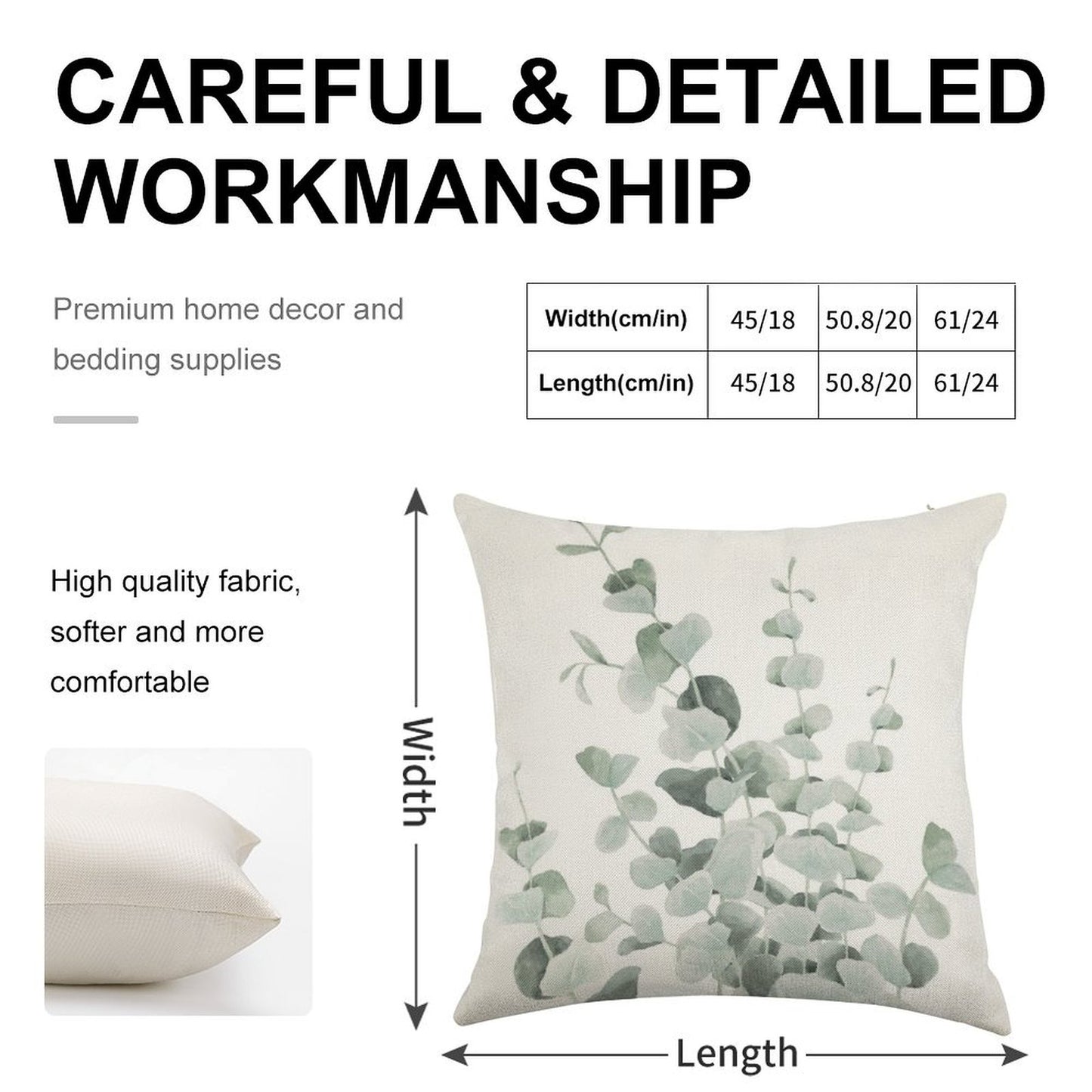 Standing Eucalyptus Leaves Linen Throw Pillow Cover