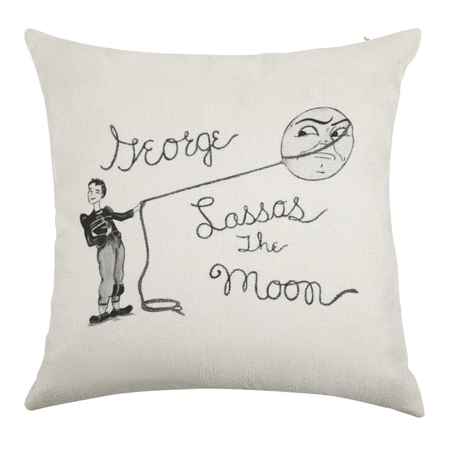 Moon Capture Linen Throw Pillow Cover