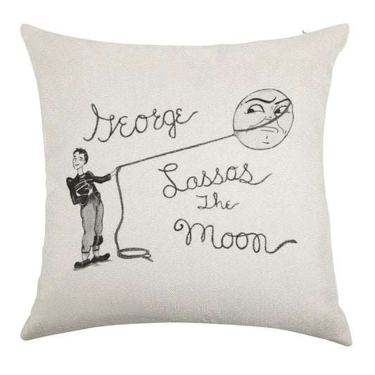 Moon Capture Linen Throw Pillow Cover