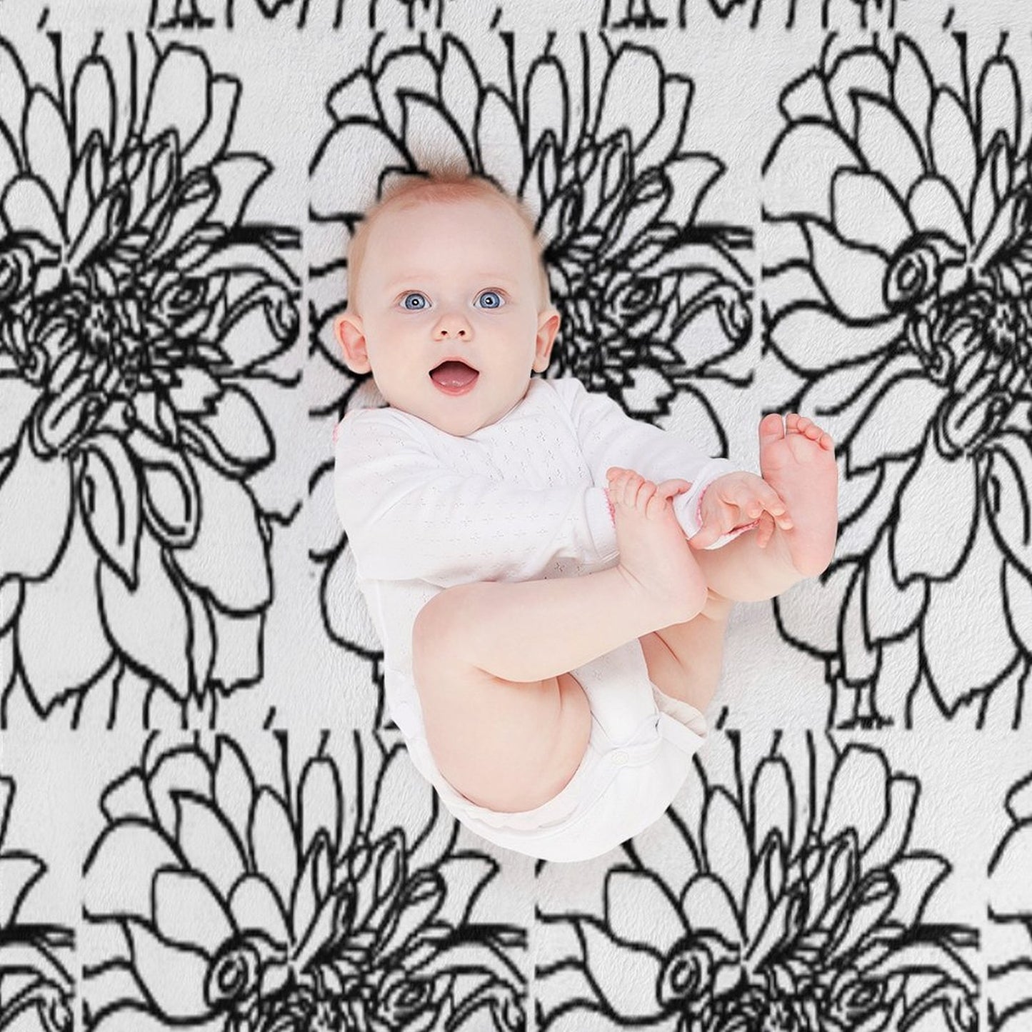 Black And White Dahlia with A Little Bee Throw Blanket