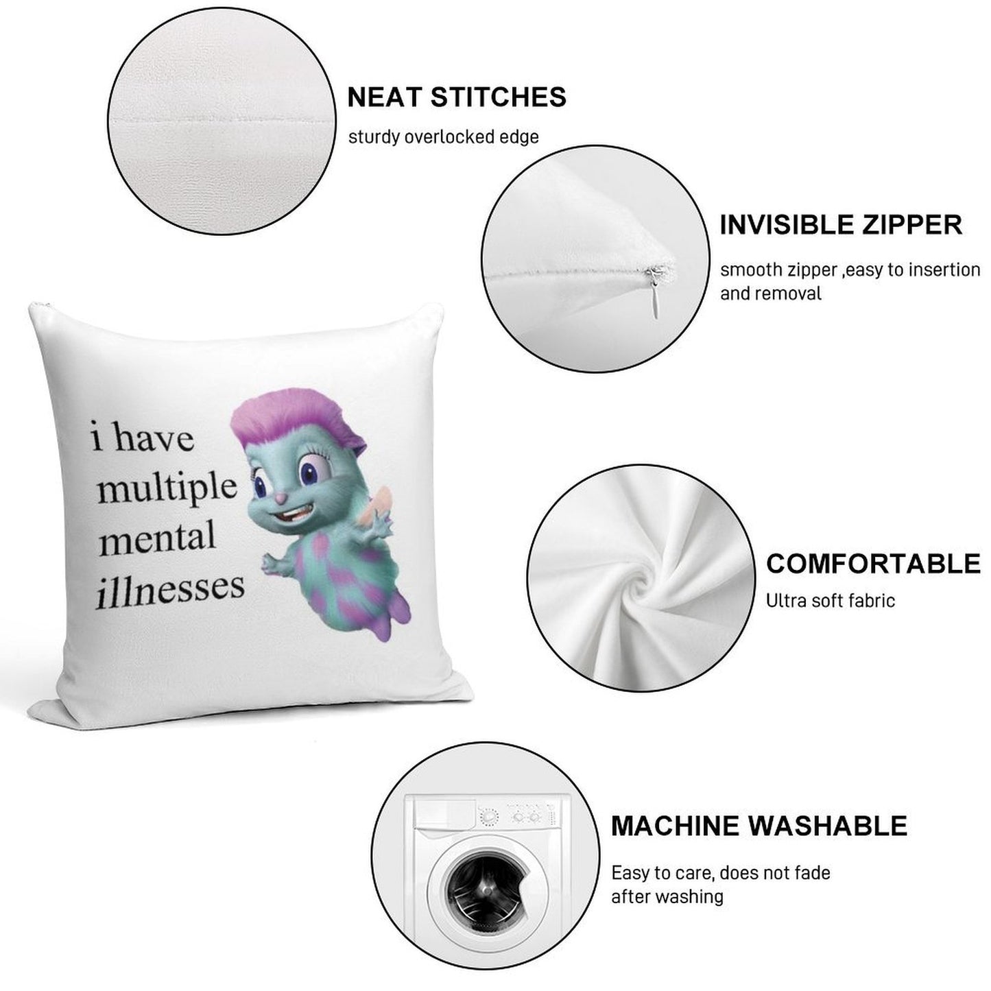 Bibble Mental Illness Rights Soft Style Accent Throw Pillow