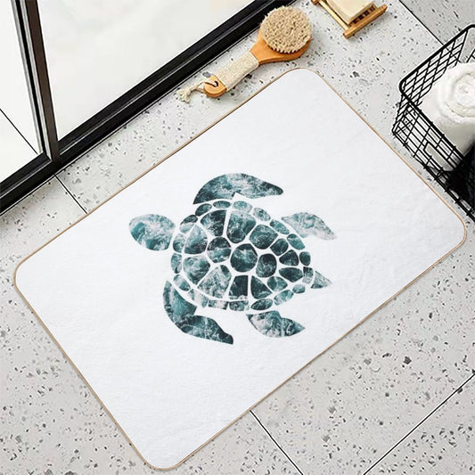 Sea Turtle - Turquoise Ocean Waves Bath Mat