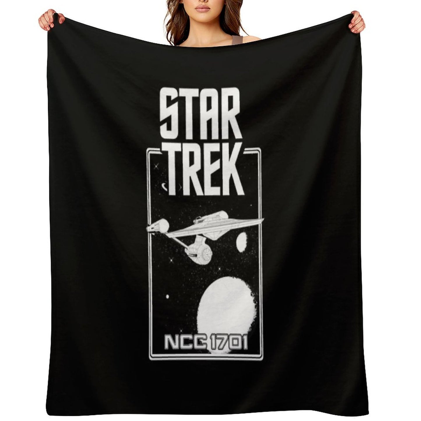Enterprise NCC 1701 Black And White Throw Blanket