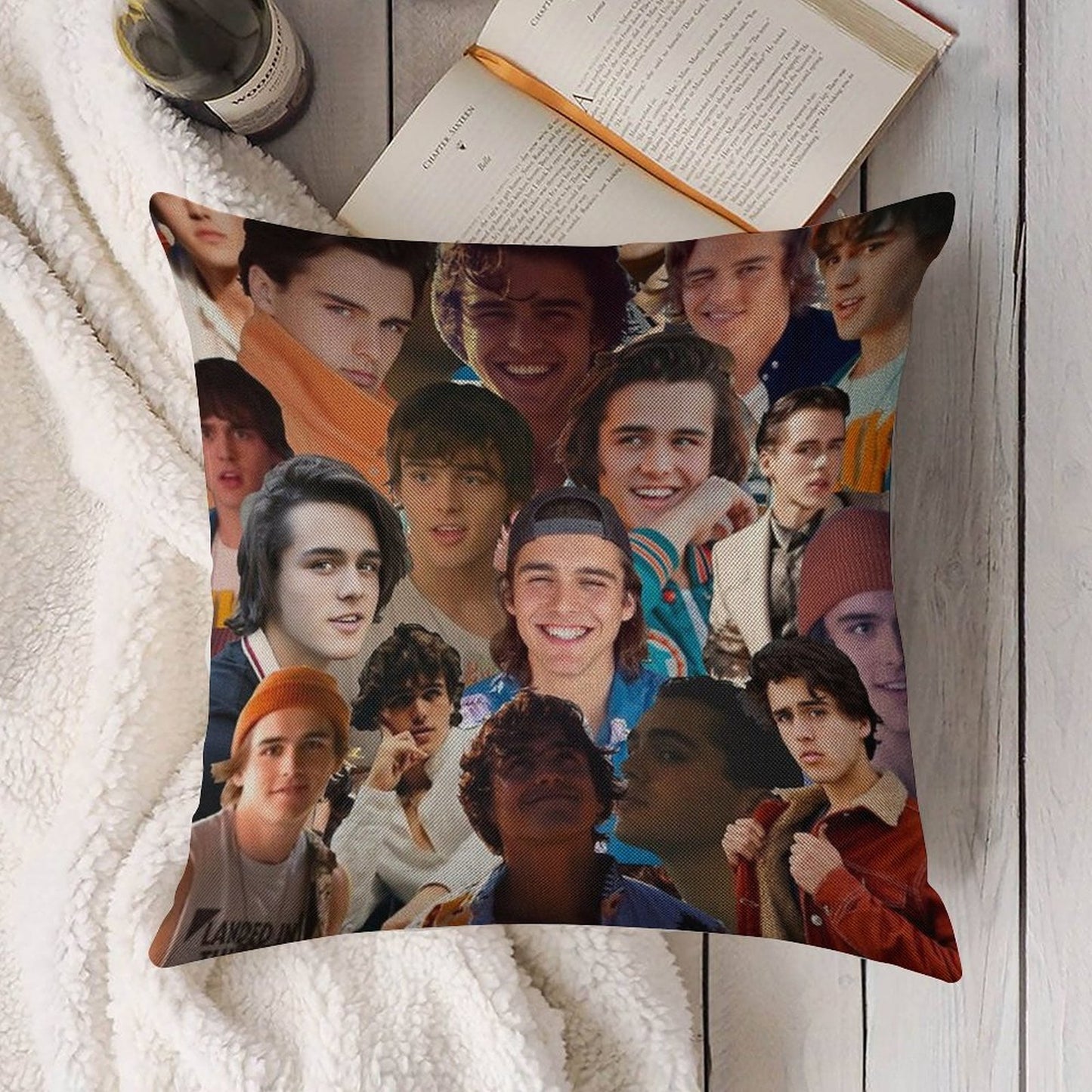 Charlie Gillespie Photo Collage Linen Throw Pillow Cover