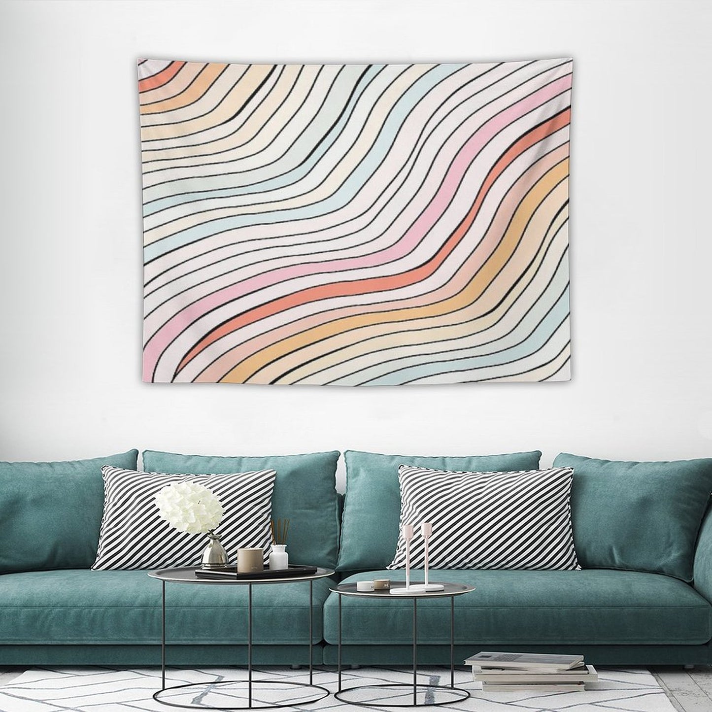 Wavy Summer Aesthetic Tapestry