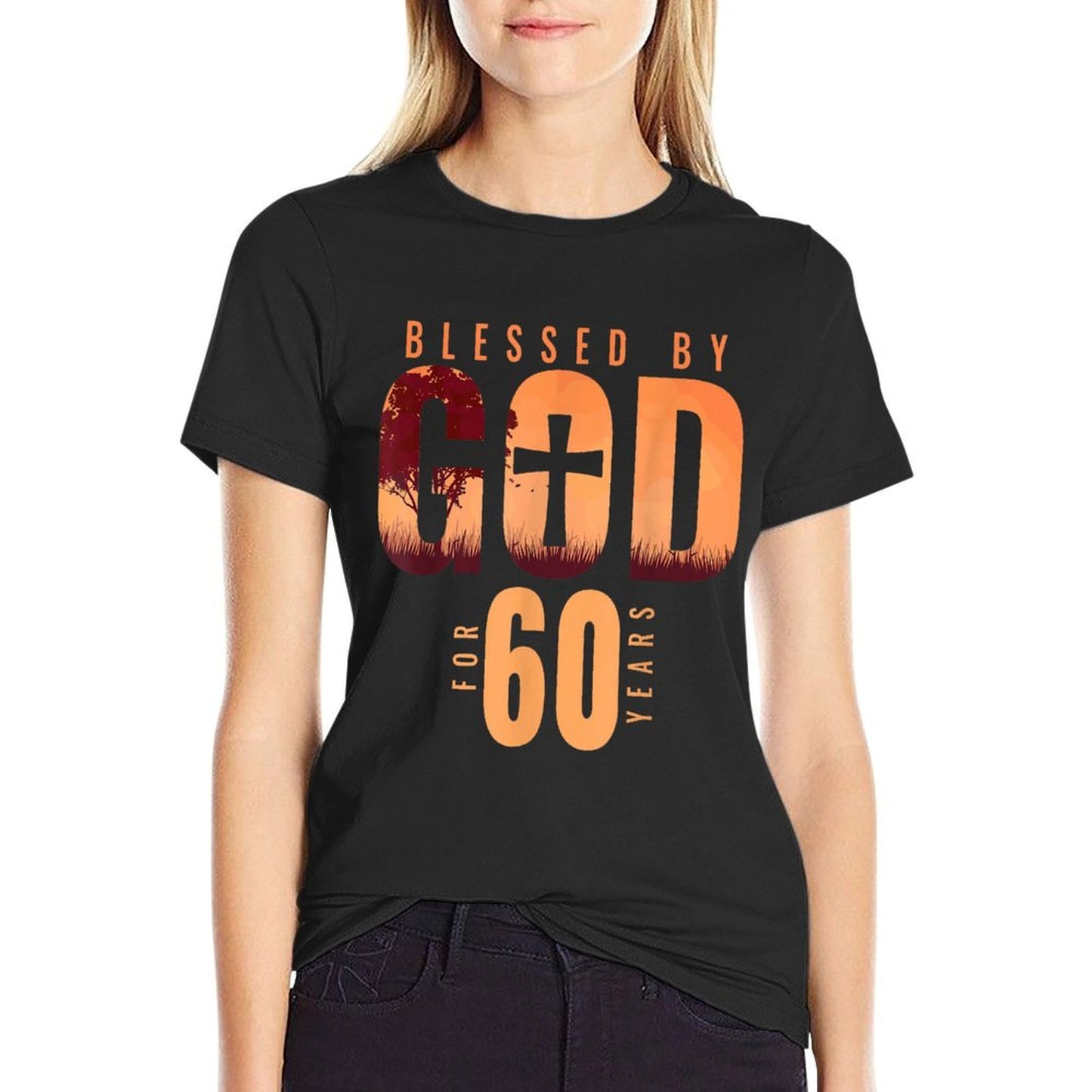 Blessed By God For 60 Years 60th Birthday Religious Theme T-Shirt