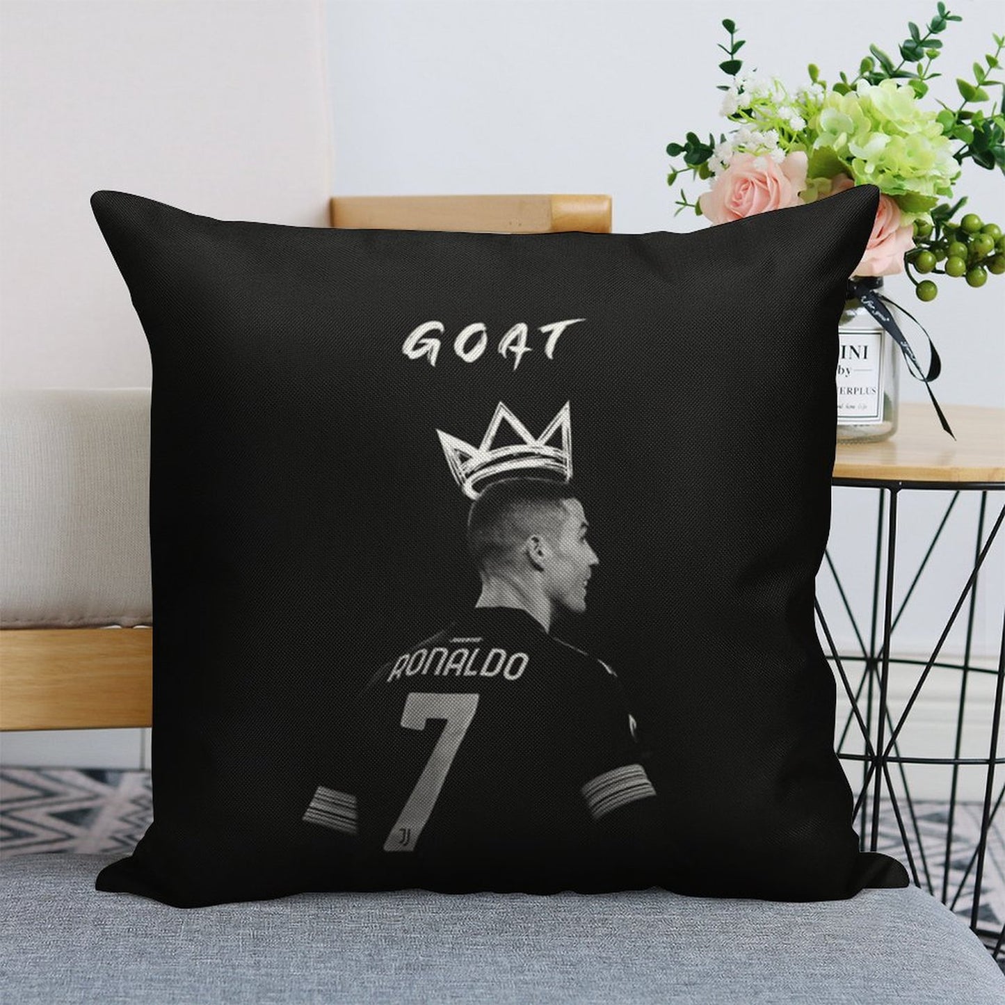 Cristiano Ronaldo Goat Linen Throw Pillow Cover