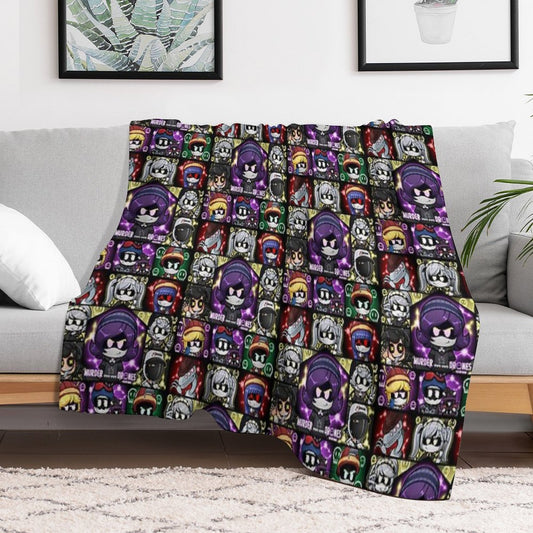 Murder Drones Fanart Chibis Throw Blanket