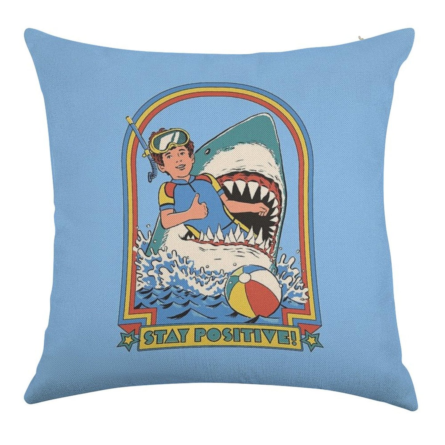 Stay Positive Linen Throw Pillow Cover