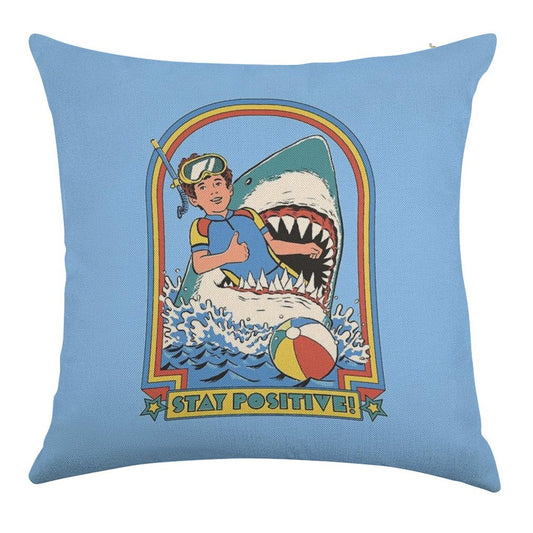 Stay Positive Linen Throw Pillow Cover