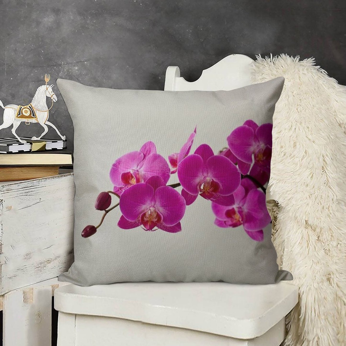 Fuchsia Magenta Linen Throw Pillow Cover