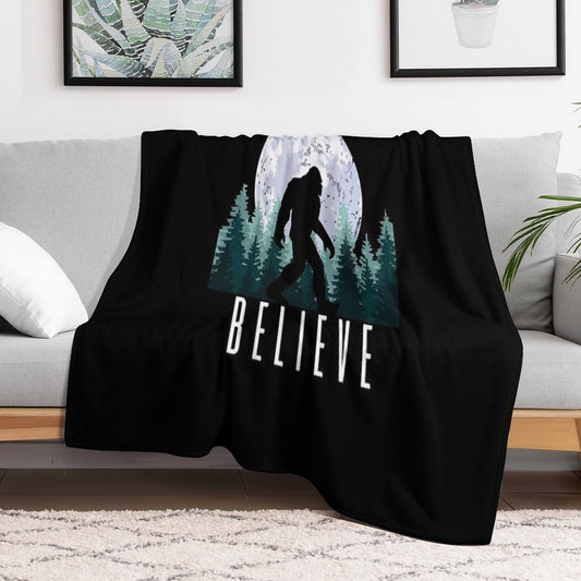 Bigfoot Believe Sasquatch Throw Blanket